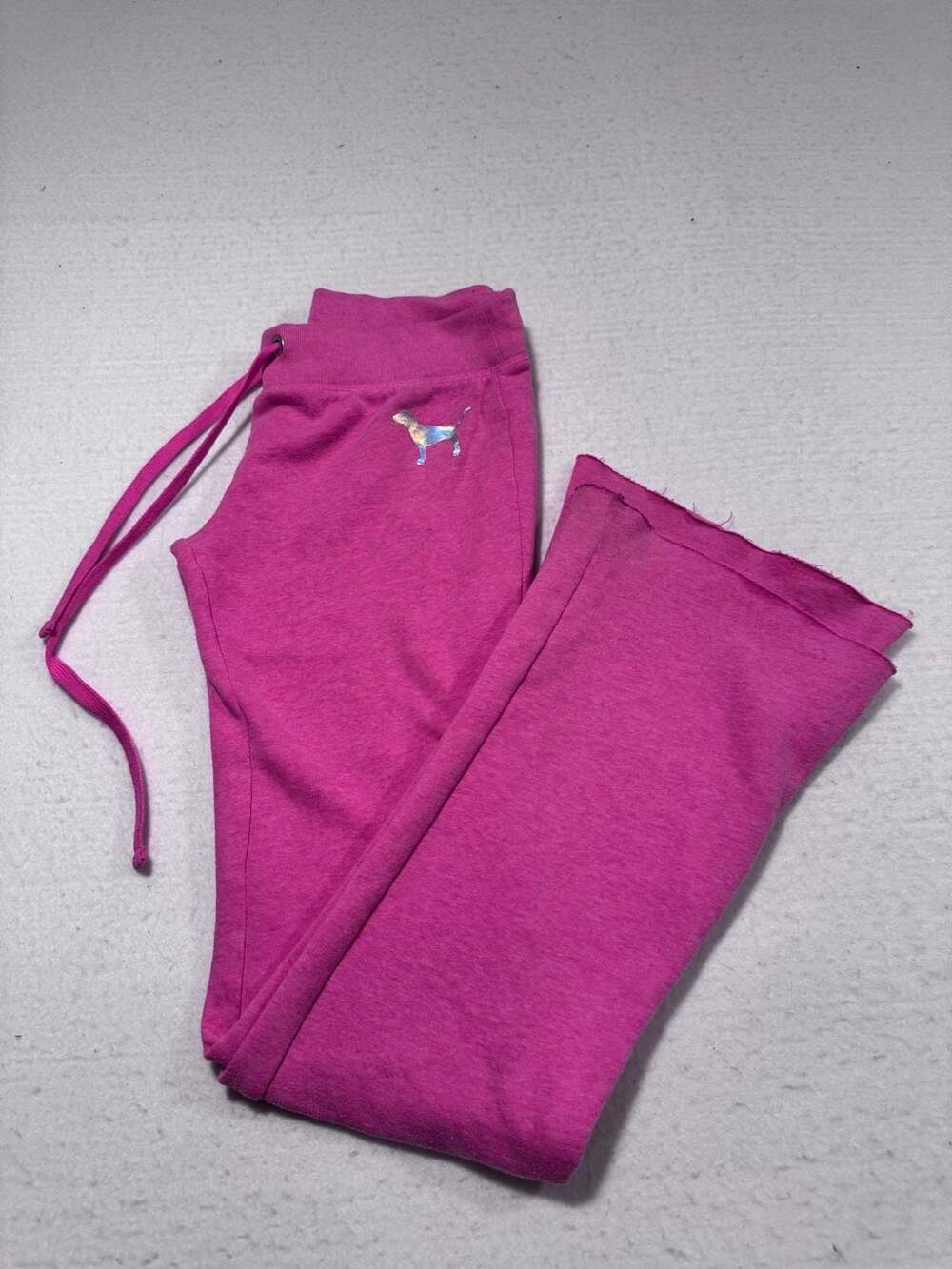 Victoria’s Secret PINK Y2K Hot Pink Flare Sweatpants Holographic Logo XS